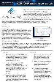 Oracle netsuite helps organizations grow, scale and adapt to change. Solution Brief Auditoria Smartflow Skills For Oracle Netsuite Auditoria Ai