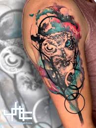 When classic tattooing styles became sidelined, tattoo artists had to invent something fundamentally new. Justin Nordine On Twitter A Fun Take On A Horned Owl And The Beauty Of The Sky S Above Us At Night Inkmaster Synthnouveau Justinnordinetattoos Space Owl Watercolortattoo Owls Abstracttattoo Tattrx Watercolourtattoo Galaxy