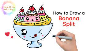 How To Draw A Banana Split Easy Step By Step | Cute Banana Split - Youtube