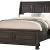 5pc cherry finish hardwood eastern king size sleigh bed complete bedroom set. 1