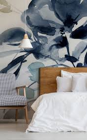 Atemberaubendes Aquarell Wandgemalde In Indigoblau Aquarellwandgemalde Atemberaubendes In Yatak Odasi Duvar Suslemeleri Yatak Odasi Duvar Kagidi Ev Dekoru