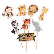 Walmart.com has been visited by 1m+ users in the past month 24pcs Safari Jungle Animal Cupcake Toppers Picks Birthday Party Decoration Kids Baby Shower Boy Favors Cake Decorating Wish