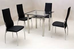 These dining chairs set of 4 are economical and practical. Small Square Clear Black Glass Dining Table And 4 Chairs