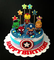 Marvel / avengers cake with light up iron man hand, hulk fist, thor's hammer, wolverine claws, spiderman board and cpt america detail. Marvel Avenger Edible Image Fresh Cream Cake Avenger Cake Fun Desserts Kids Cake
