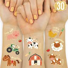 Tractor, trailer, crawler, combine harvester, plowing equipment. Buy Xo Fetti Farm Party Supplies Temporary Tattoos 30 Glitter Styles Barnyard Animals Petting Zoo Cow Horse Tractor Trailer Sheep Online In Germany B08hpnhz8p