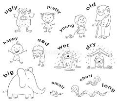 Black And White Cartoon Characters Images Antonyms Cartoons Black And White Stock Vector Image 54585105 English Activities English Lessons Teaching English