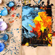 Squeeze enough of that color onto the bottom of the pot, enough to cover the bottom so that it begins dripping over. The Paint Bar Acrylic Drip Art 10 12 19