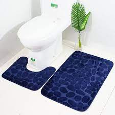 4.5 out of 5 stars. 2 Piece Non Slip Pedestal Bath Mat Set Eleoption Breathable Memory Foam Bath Mats Soft Comfortable Water Absorbent Toilet Bathroom Rug Non Slip Pedestal Backing Navy Blue Buy Online In Cayman Islands At
