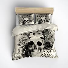 Black And Cream Bedding Black And Cream Watercolor Skull Cream Bedding Collection In 2020 Skull Bedding Black Bedding Skull Bedroom