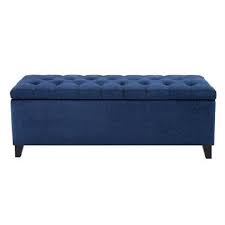 Amazon Com Madison Park Shandra Bench Storage Ottoman With Tufted Top Blue 50 3w X19 29dx Storage Ottoman Tufted Storage Ottoman Upholstered Storage Bench