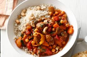 Place the lamb in a bowl with the mushrooms and onion. Lamb And Apricot Stew With Couscous Moroccan Recipes Goodtoknow