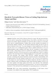 Pdf Oncolytic Newcastle Disease Virus As Cutting Edge Between Tumor And Host