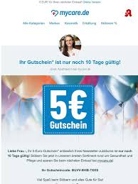 Nur ein gutschein pro bestellung und pro kunde einlösbar. Mycare De 5 Eur Gutschein Noch Einlosen Milled