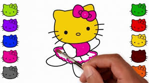 Teknik Mewarnai Hello Kitty Dengan Crayon Pensil Warna Dan Cat Air