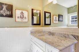 Many stone suppliers publishing carrera marble products. White And Green Bathroom With A Carrera Marble Topped Vanity Northwest Usa Stock Photo Picture And Royalty Free Image Image 94037920