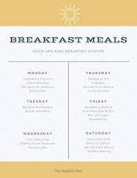 Breakfast Meal Plan For Kids Healthy Meals Created With Pantry Staples Kids Meal Plan Healthy Meals For Kids Meal Planning