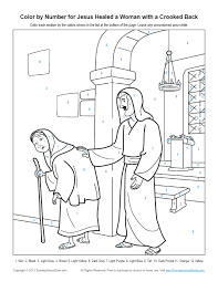 Jesus heals the bleeding woman coloring page. Bible Coloring Pages For Kids Jesus Healed A Woman