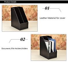 This item delivered free in india with super saver delivery. Vertical Style Leather Magazine Holder Office Desk Organizer File Document Tray Box Bookends Book Stand Coffee