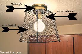 Diy Wire Basket Light Basket Light Wire Baskets Basket Light Fixture