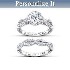 Entwined Diamonesk Bridal Rings With Personalized Engraving Bridal Rings Bridal Ring Sets Wedding Rings Engagement