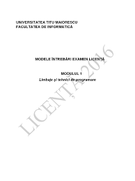 See more of universitatea titu maiorescu bucuresti, facultatea de informatica on facebook. Modele Intrebari Proba Scrisa Licenta Informatica 2016 1