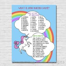 what is your unicorn name birthday party sign rainbow