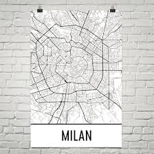 Milan Map Milan Art Milan Print Milan Italy Poster Milan Etsy City Map Art Milan Map Italy Poster