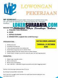Harap cantumkan dalam surat lamaran info loker di dapat dari lokercirebon.com agar lamaran anda. Lowongan Kerja Rungkut Surabaya Lokercumacuma