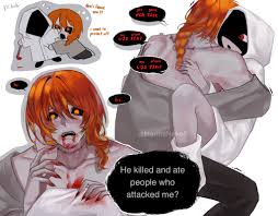 marinaneko5, heroine (homicipher), mr. chopped, homicipher, commentary,  english commentary, highres, 1boy, 1girl, black sclera, blood, blood on  clothes, blood on face, braid, coat, colored sclera, crying, english text,  fingernails, hand on anothers