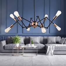 Jazava Industrial Sputnik Chandelier 8 Lights Modern Pendant Light For Farmhouse Hanging Light Fixture Adjustable Swing Arms Black And Rose Gold Finish Amazon Com
