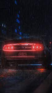 Sports Car Car Rear View Neon Rain Wallpaper Car Iphone Wallpaper Rain Wallpapers Neon Car