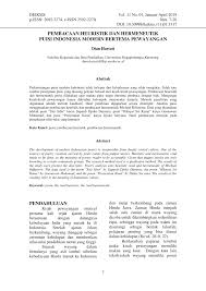 Maybe you would like to learn more about one of these? Pdf Pembacaan Heuristik Dan Hermeneutik Puisi Indonesia Modern Bertema Pewayangan