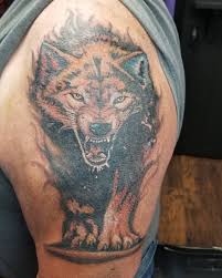 ink tattoo, color tattoo, wolf tattoo
