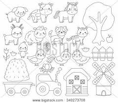 Farm farm pack farm set. Coloring Page Vector Photo Free Trial Bigstock