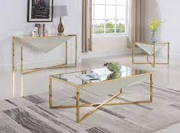 Krystal Occasional Table Set Gold Living Room Table Sets Coffee Table 3 Piece Coffee Table Set