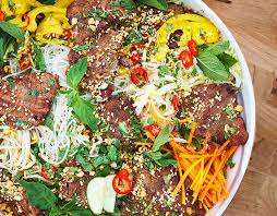 In small bowl, combine all dressing ingredients; Vietnamese Beef And Rice Noodle Salad Recipe Barbecuebible Com