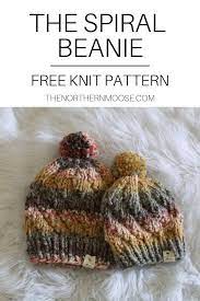 Free Beanie Knit Pattern Spiral Beanie Knit Hat Chunky Knitting Pattern Knitting Patterns Free Hats Hat Knitting Patterns Beanie Knitting Patterns Free
