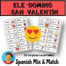 Juego Domino Con Vocabulario De San Valentin English Teaching Resources Spanish Learning Games Language Activities
