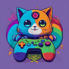 Mèo Dễ Thương Chơi Game đầy Màu Sắc | Công cụ đồ họa JPG Tải xuống miễn phí  - Pikbest