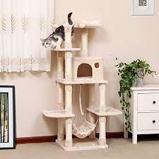 songmics xxl kletterbaum stabiler kratzbaum mit hangematte hohle spielsisal 154 cm pct86m katzen katzens stabiler kratzbaum kratzbaum katzen spielzeug