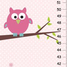 personalized growth chart owl on tree pink background