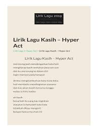 Soundtrack, music, pop, malaysian pop length: Lirik Kasih Hyper Act