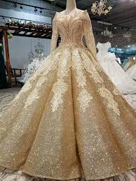 Ball Gown Gold Long Sleeves Lace Appliques Sequins Open Back Beads Quinceanera Dresses In 2020 Wedding Dress Fabrics Ball Gowns Ball Dresses