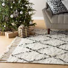 Twinar Geometric Hand Knotted Wool Off White Dark Gray Area Rug Area Room Rugs Black Area Rugs Living Room Area Rugs