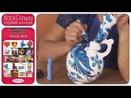 Cini Glazed Ceramics Hand Painting A Ewer Seramik Boyama Teknikleri 2 Sulunlu Ibrik Seramik Ahsap Isleme Desenler