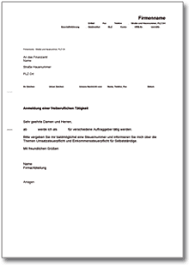 Check spelling or type a new query. Anmeldung Einer Freiberuflichen Selbststandigen Tatigkeit Beim Finanzamt De Musterbrief Download