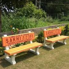 Wood & concrete outdoor bench. Rcc Garden Bench Concrete Garden Bench Manufacturer From Vadodara