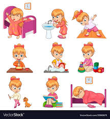 Daily Routine Illustration In 2020 Daily Routine Activities Kids Routine Chart Daily Routine