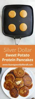 Mix mashed potatoes, egg, flour, salt, pepper, garlic, and any optional ingredients, into mashed potatoes. Silver Dollar Sweet Potato Protein Pancakes It S A Veg World After All