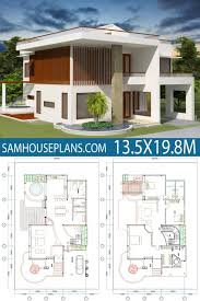 Contemporary house plans, on the other hand, typically present a mixture of architecture that's popular today. House Plan 13 5x19 8m With 4 Bedrooms Sam House Plans House Layouts Modern House Plans House Plans